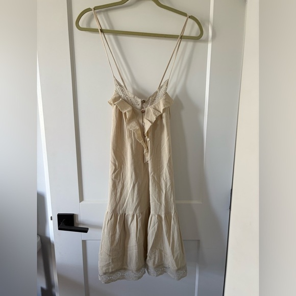 Free People Cream Ruffle Mini Dress - Picture 1 of 7